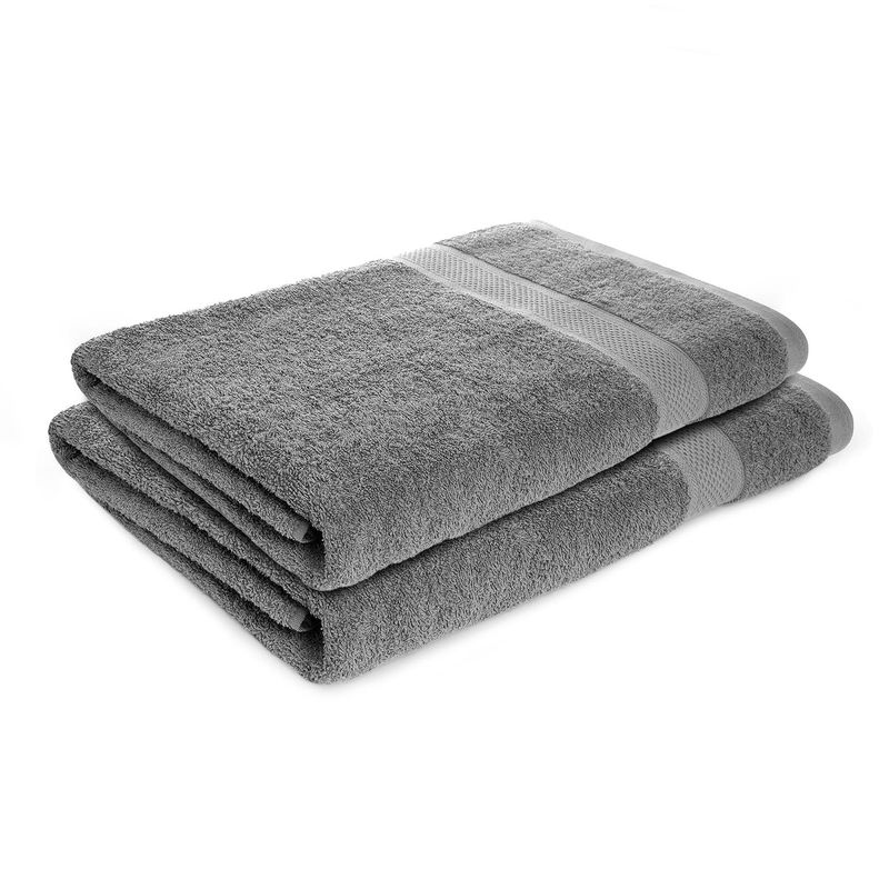 ENERGY PLUS - Kit X2 toallas de baño de cuerpo extragrande 100 algodón Gris