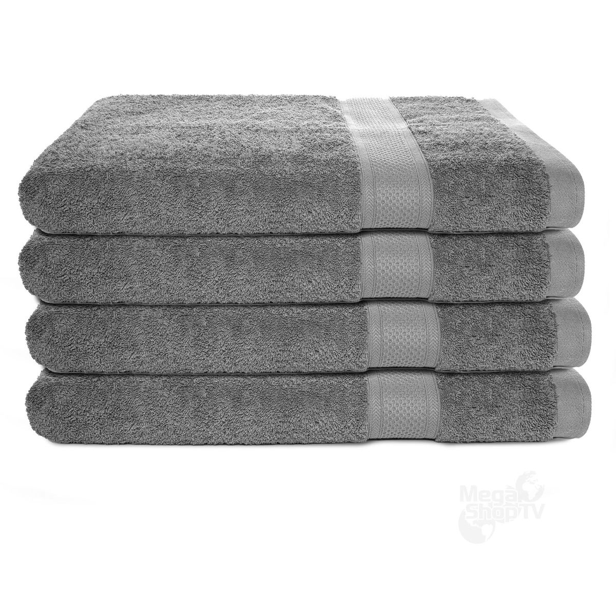 ENERGY PLUS - Kit X4 toallas de baño de cuerpo extragrande 100 algodón Gris