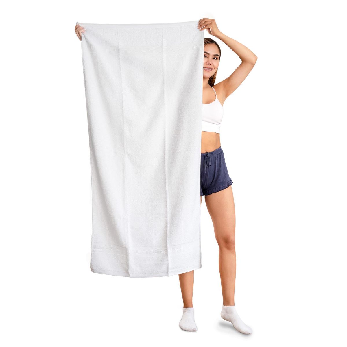 ENERGY PLUS - Toallas de baño de cuerpo hotelera 100 algodón 70x140 cm blanco