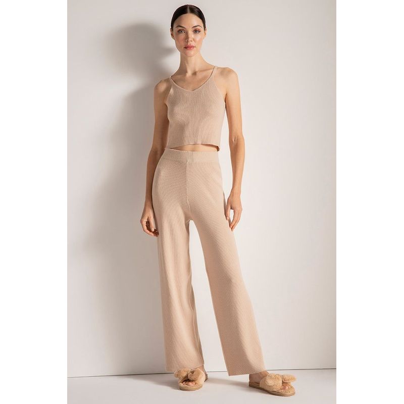 TOUCHE LINGERIE - PIJAMA PANTALÓN EN PUNTO ACANALADO