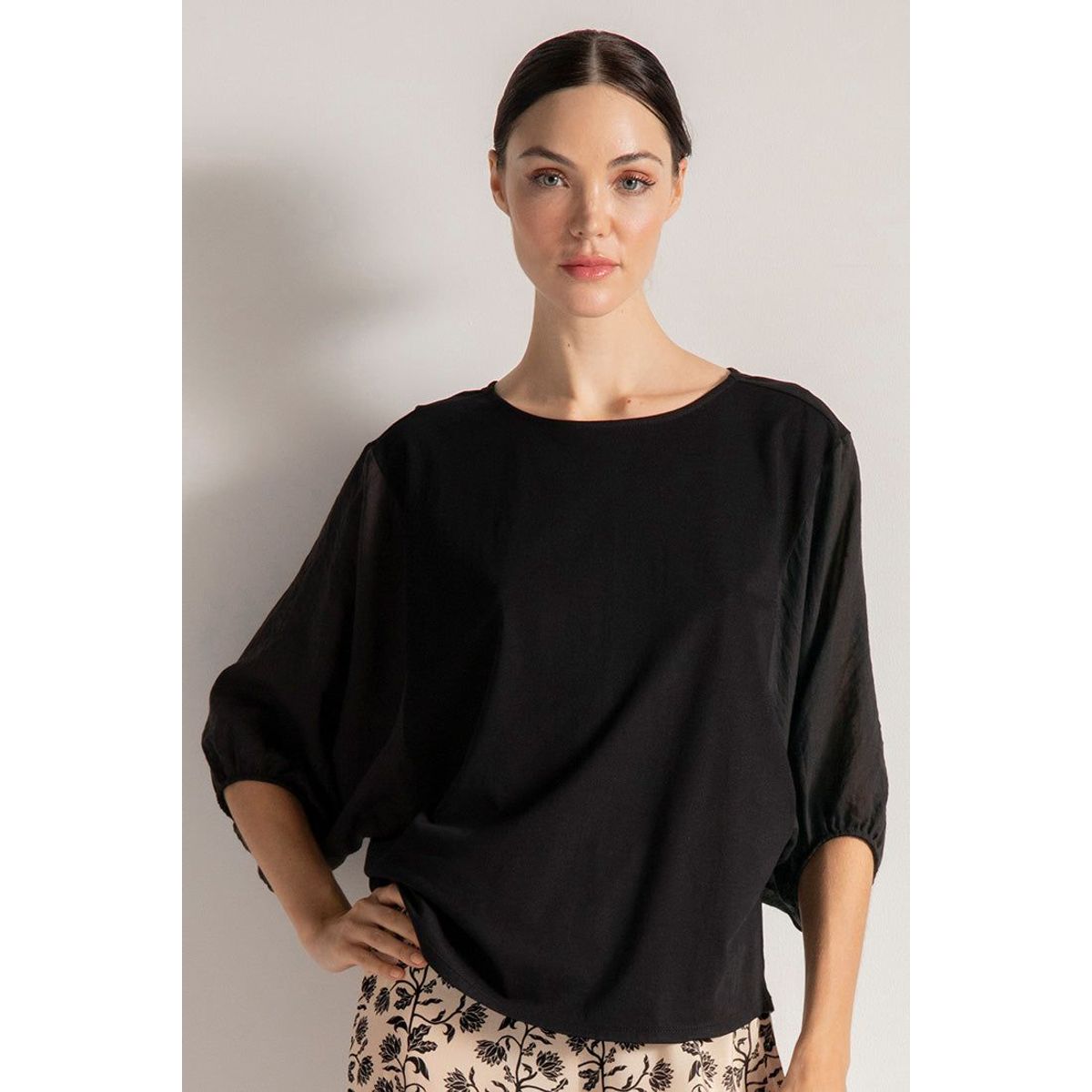 TOUCHE LINGERIE - CAMISETA MANGA 3/4 EN PUNTO/PLANO.