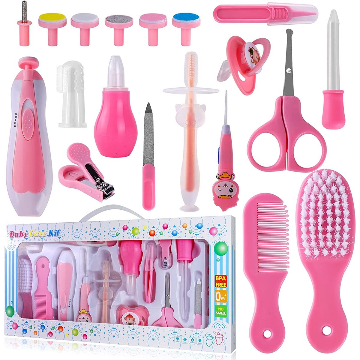 GENERICO - Set para Cuidado del Bebé, 20 Piezas Cuidado Personal- Rosado