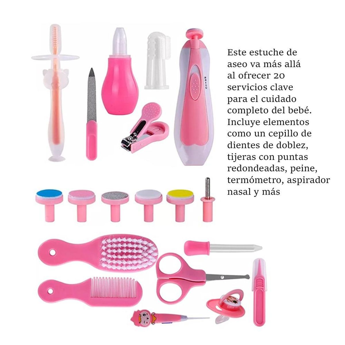 GENERICO - Set para Cuidado del Bebé, 20 Piezas Cuidado Personal- Rosado