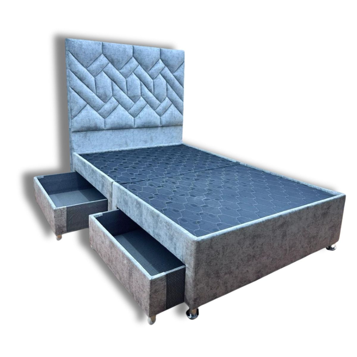 ESTILO Y CONFORT - Basecama Deposito 100x190 Dividida Tela Gris no incluye cabecero