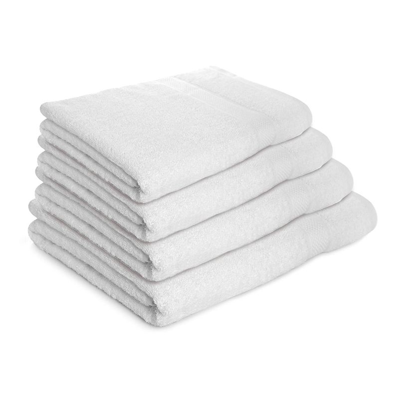 ENERGY PLUS - Kit x4 Toallas de baño de cuerpo 100 algodón 70x140 cm blanco