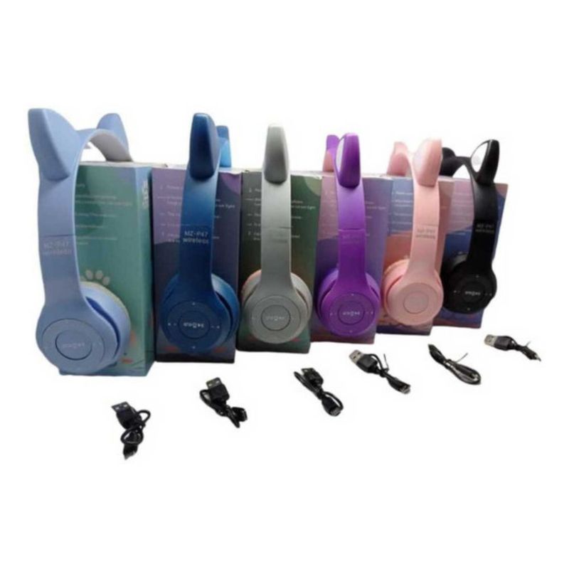 GENERICO - Auriculares Diadema Bluetooth Orejas De Gato Mz-p47 Radiosd - Rosa