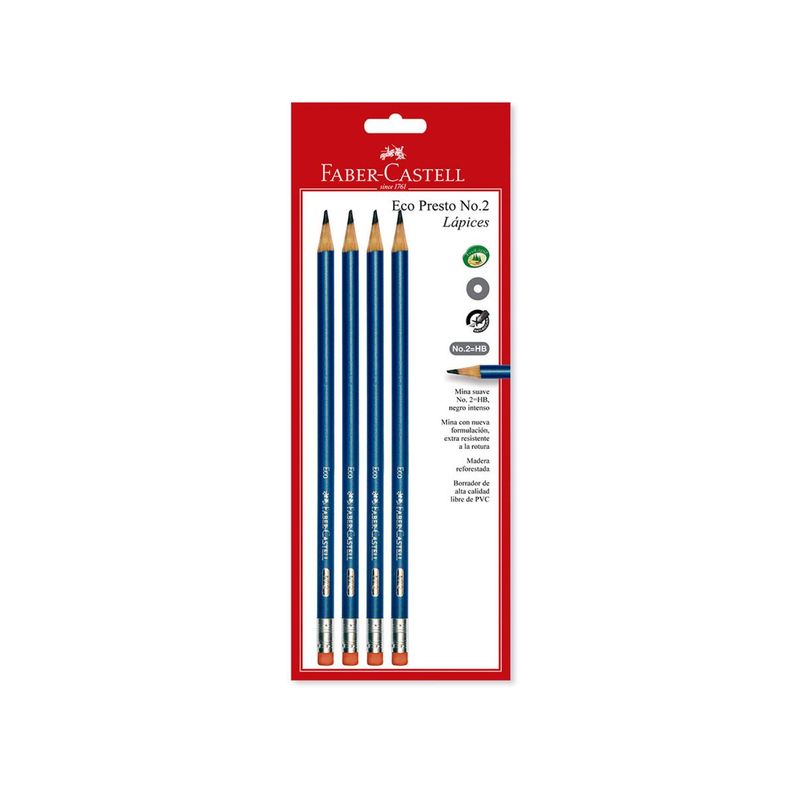 FABER CASTELL - Lapiz No. 2 Presto X 4 Unid. Faber Castell