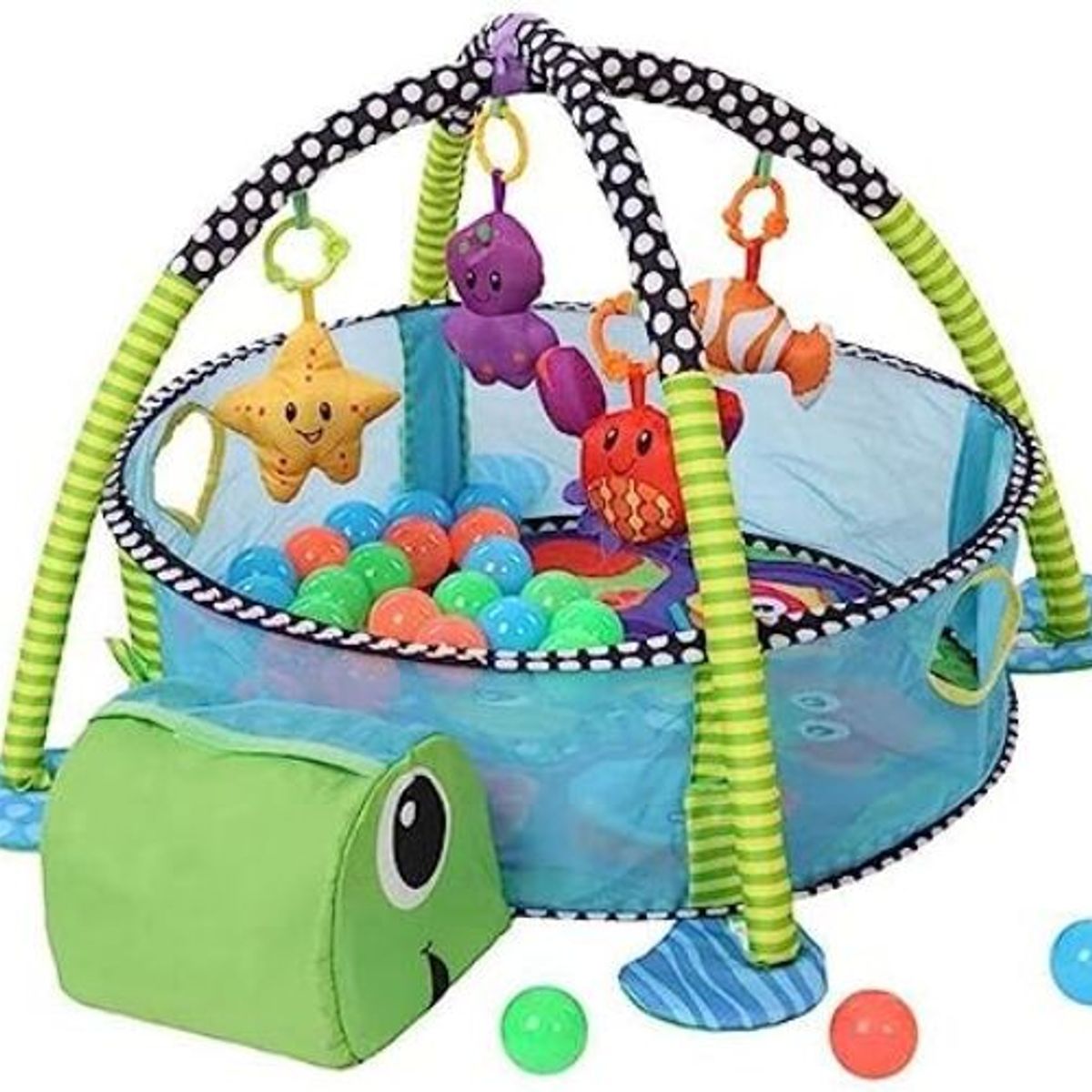 BABY ON - Gym interactivo Para Bebe 3 en 1 De Pelotas Tortuga
