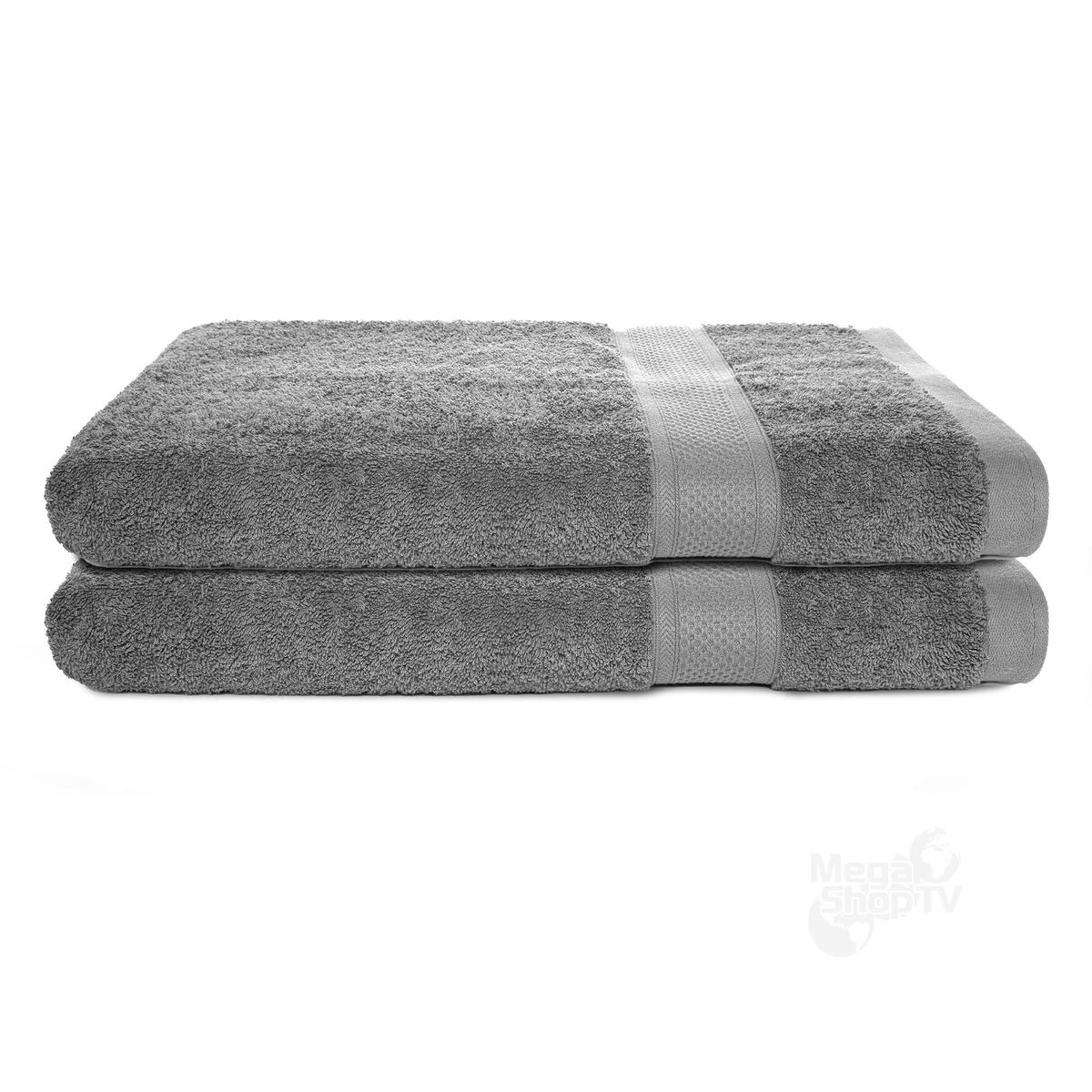 ENERGY PLUS - Kit x2 Toallas de baño de cuerpo 100 algodón 70x140 cm Gris
