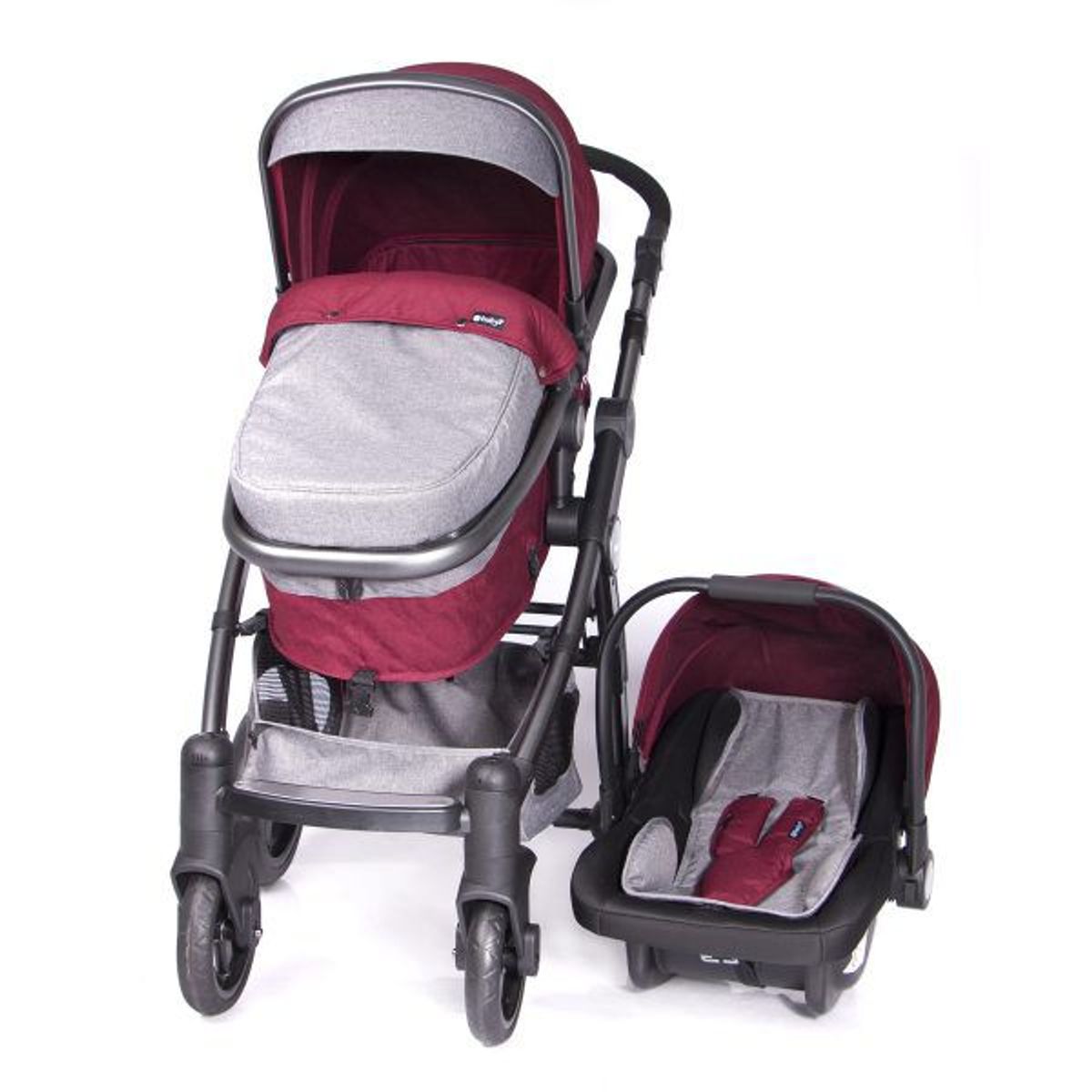 EBABY - Coche Tainy Deluxe TRAVEL SYSTEM  EB131-1 ROJO