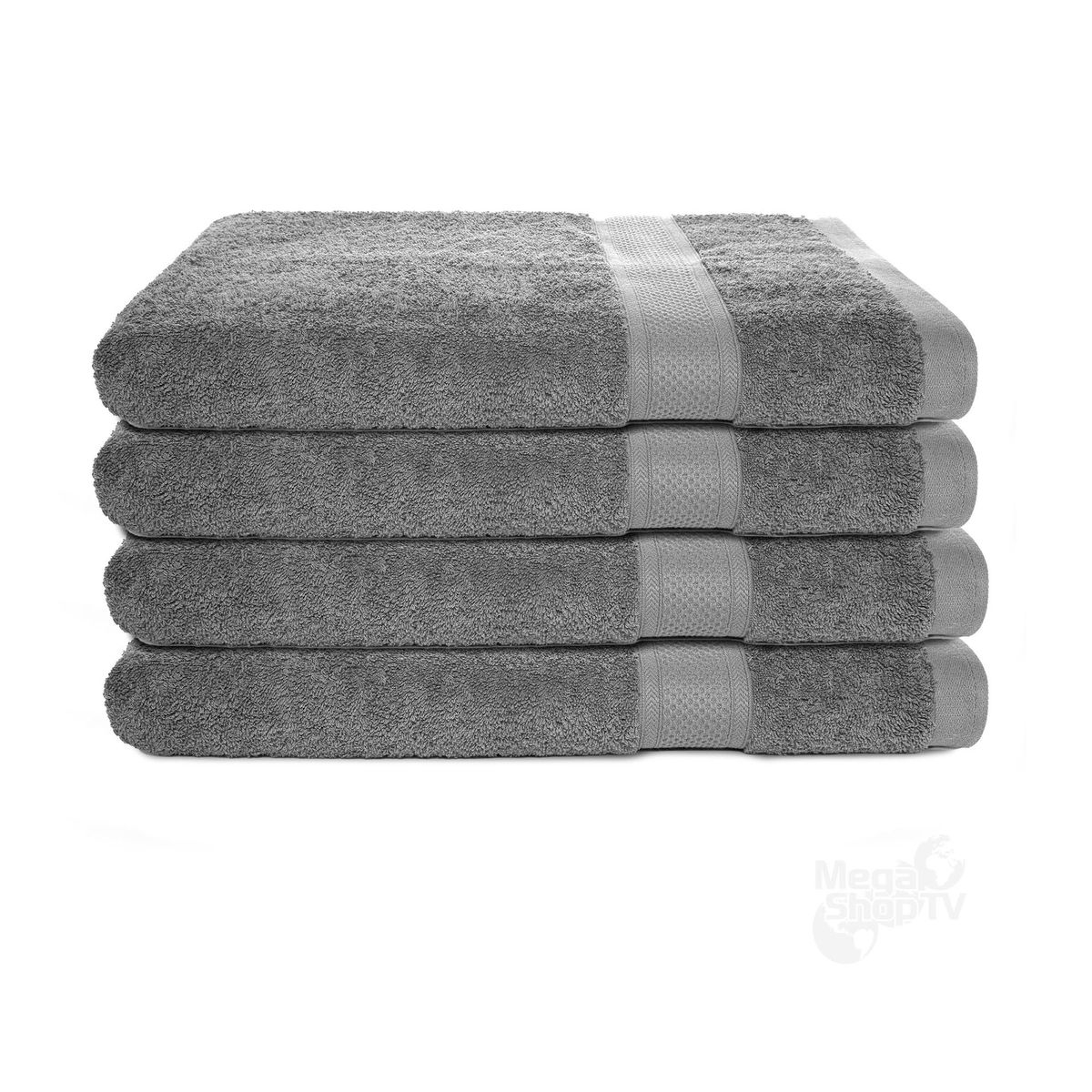 ENERGY PLUS - Kit x4 Toallas de baño de cuerpo 100 algodón 70x140 cm Gris