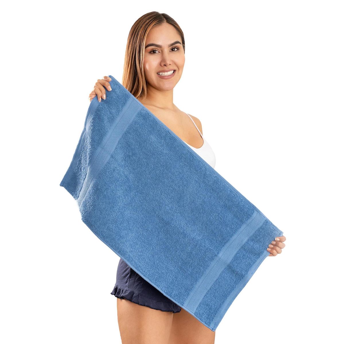 ENERGY PLUS - Toalla de mano hotelera 100 algodón para entrenamiento Azul