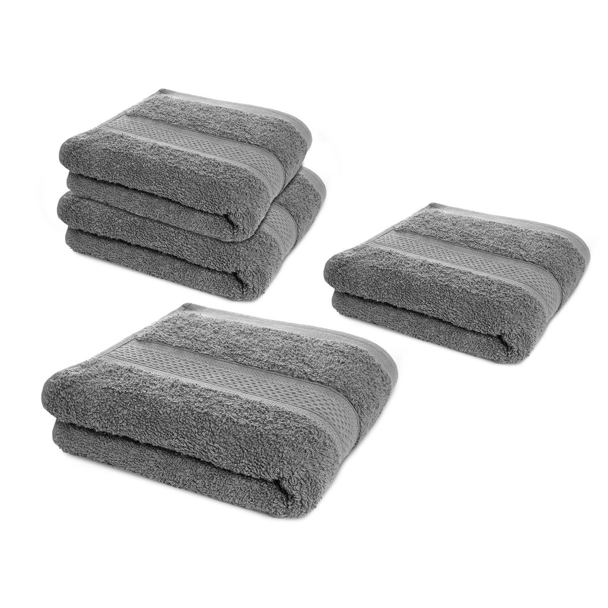 ENERGY PLUS - Kit X4 Toallas de mano hotelera 100 algodón para entrenamiento Gris