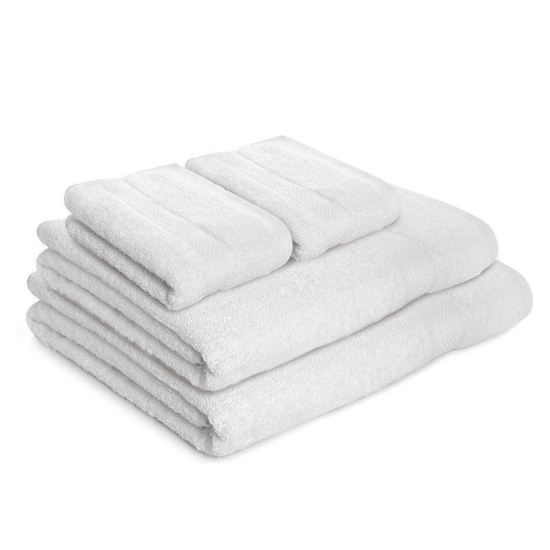 ENERGY PLUS - Set X4 toallas hoteleras: 2 toallas de cuerpo +2 de manos Blanca