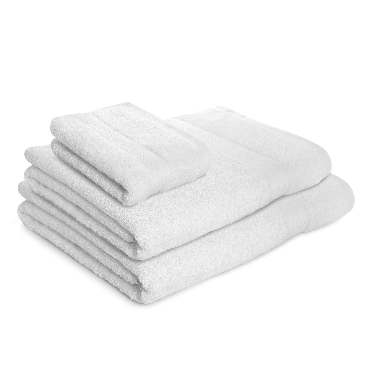 ENERGY PLUS - Set X3 toallas hoteleras: 2 toallas de cuerpo + 1 de manos Blanca