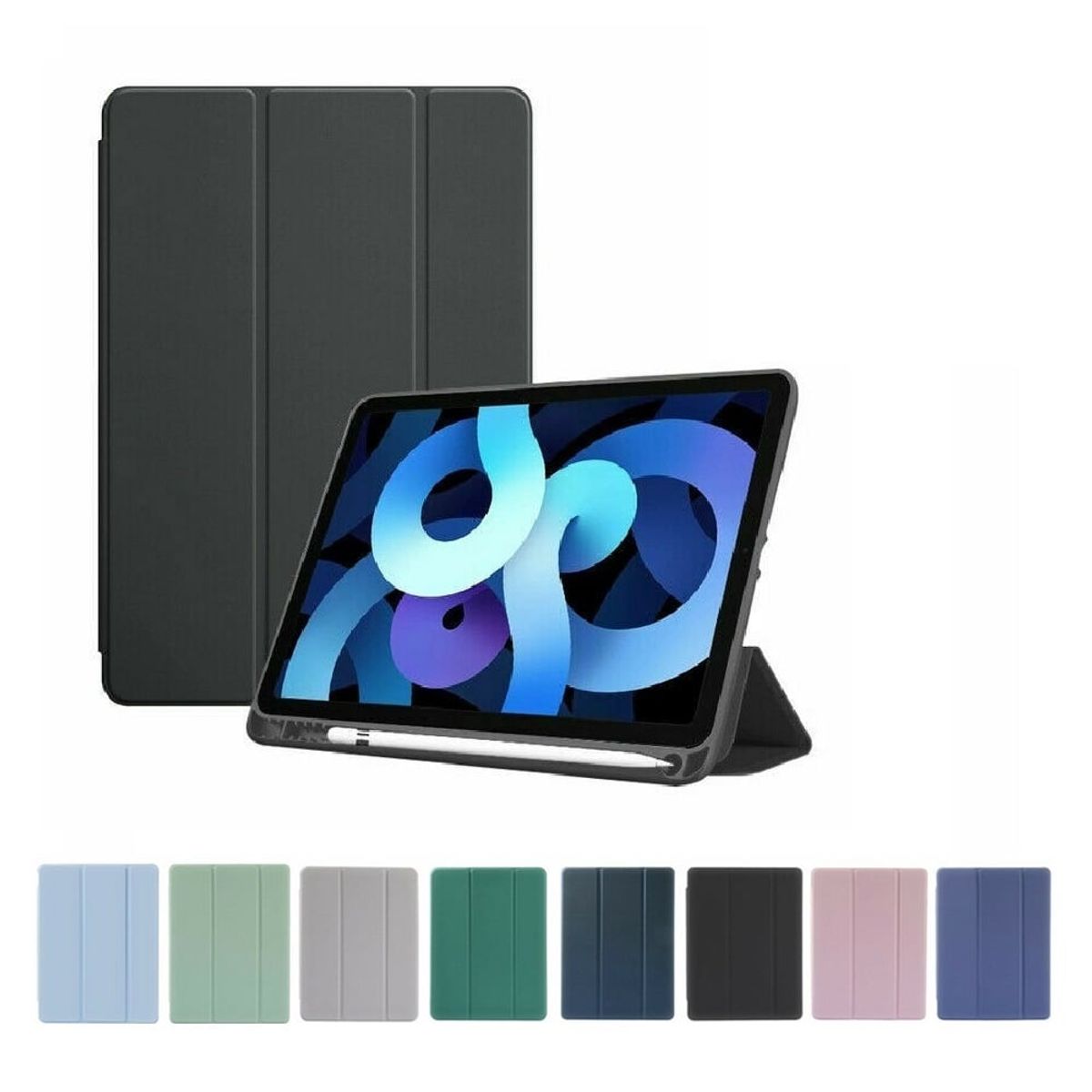 GENERICO - Estuche Protector Smart Cover Para Ipad Air 11 Chip M2 2024 Y Ipad Air 11 Chip M3 2025 - Color Negro