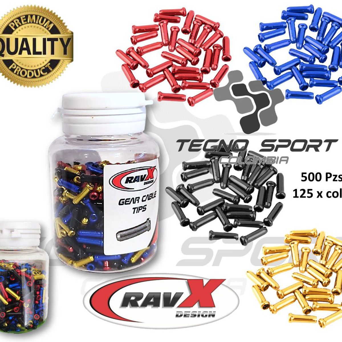 GENERICO - Terminal Tope Guaya Ravx Aluminio Cable Freno Cambio 500pzs