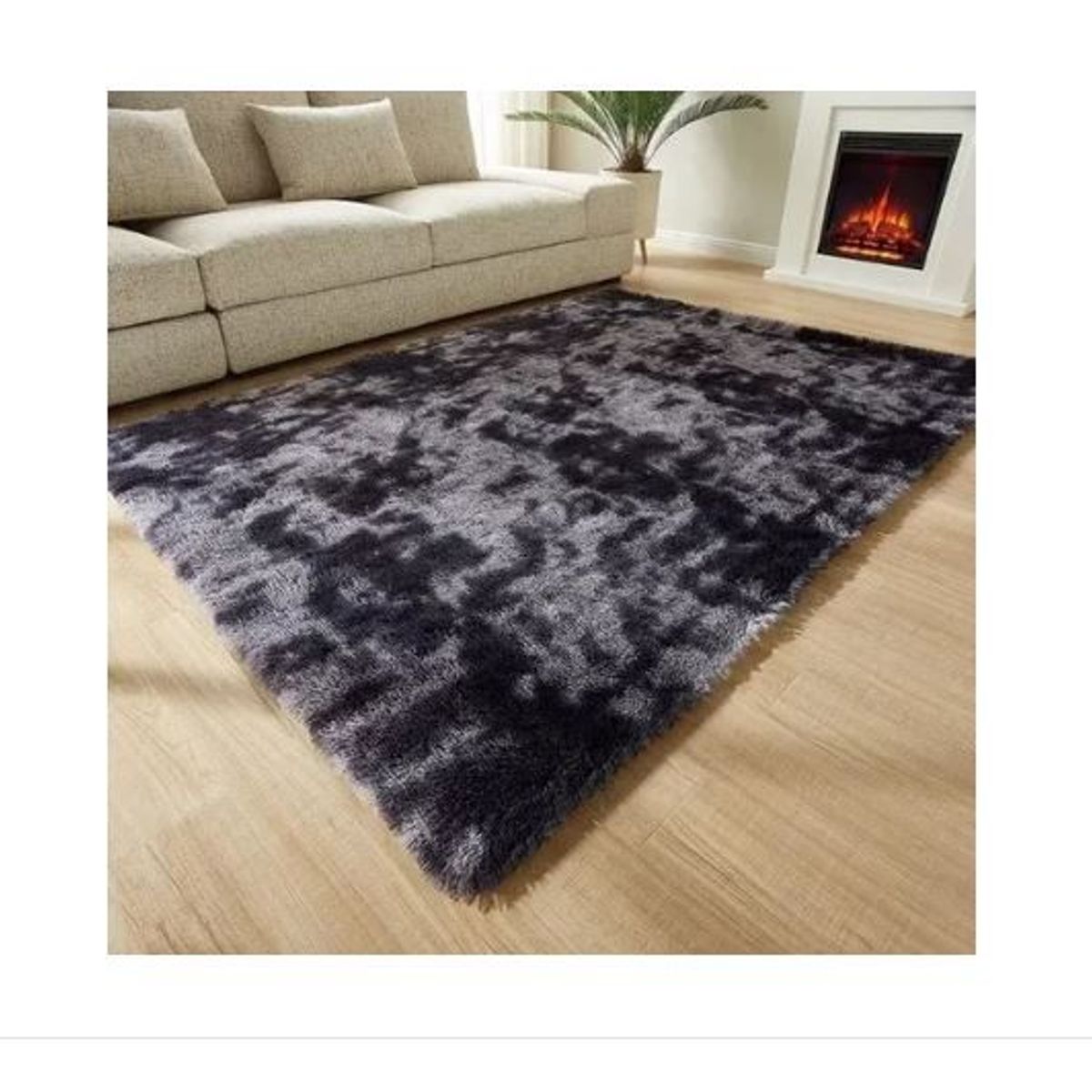 AMERICO SHOP - Tapete alfombra peluda jaspeada Negro 2 x 1,5 mt tapete peluche