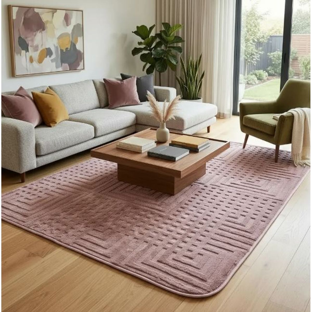AMERICO SHOP - Tapete alfombra peluda Palo de Rosa Turca 2 x 1,5 mt Moderna Elegante