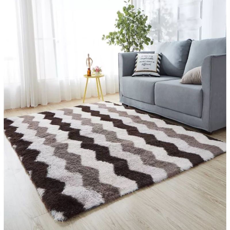 AMERICO SHOP - Tapete alfombra peluda jaspeada Marron OLas 2 x 1,5 mt tapete peluche