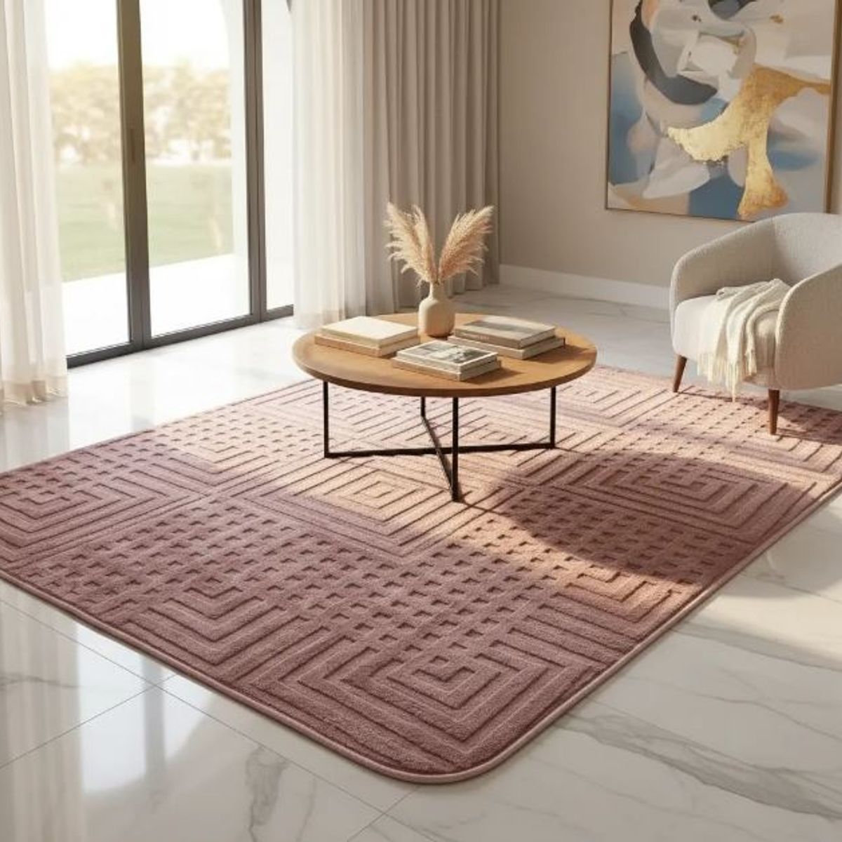 AMERICO SHOP - Tapete alfombra peluda Palo de Rosa Turca 2 x 1,5 mt Moderna Elegante
