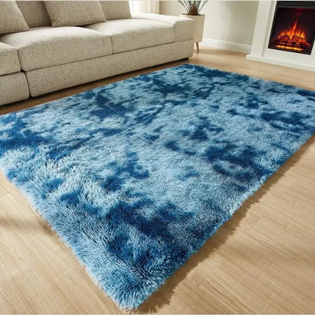 AMERICO SHOP - Tapete alfombra peluda jaspeada Turquesa 2 x 1,5 mt tapete peluche