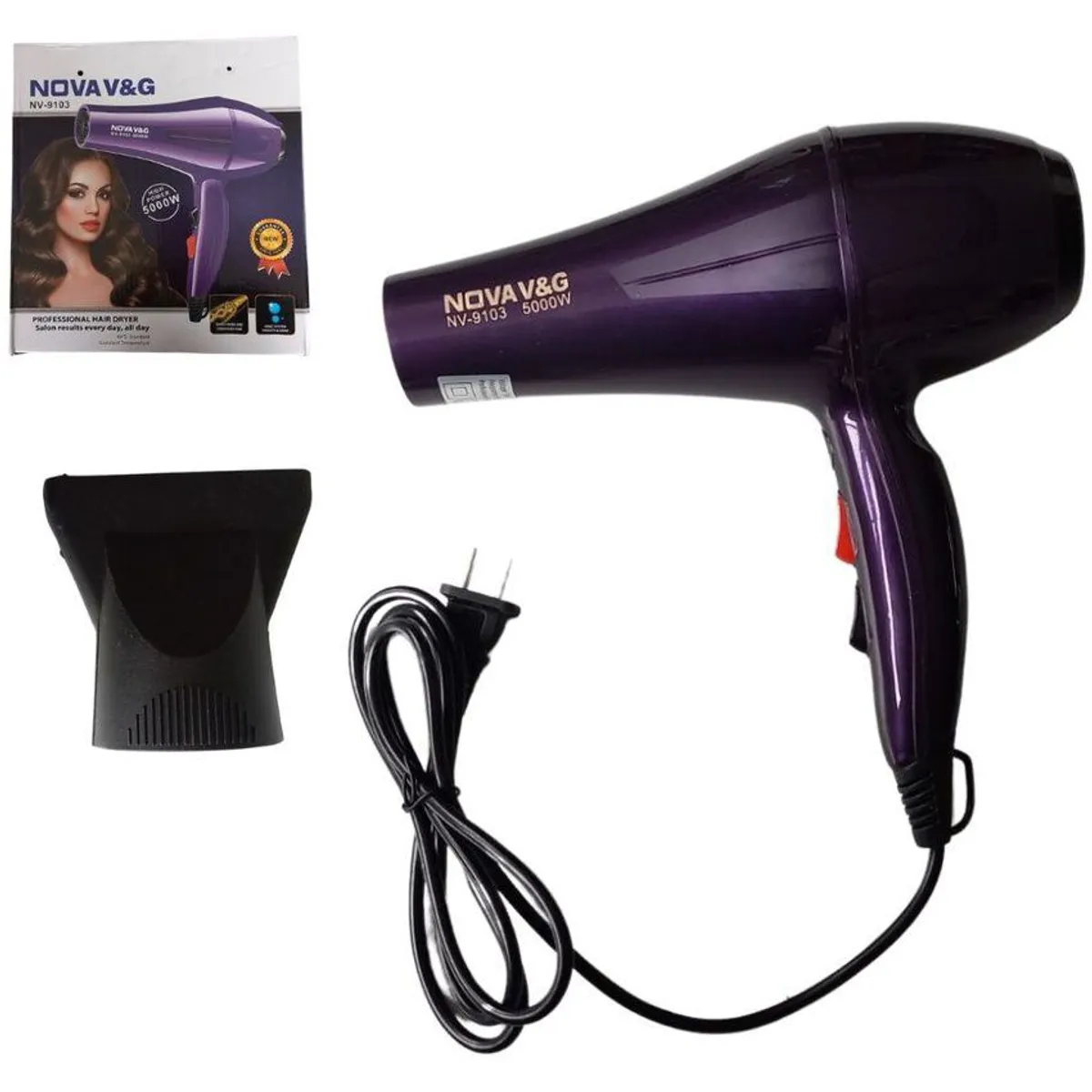 NOVA - Secador Pelo Cabello Profesional Caliente Frio 5000W NOVA VG NV-9103