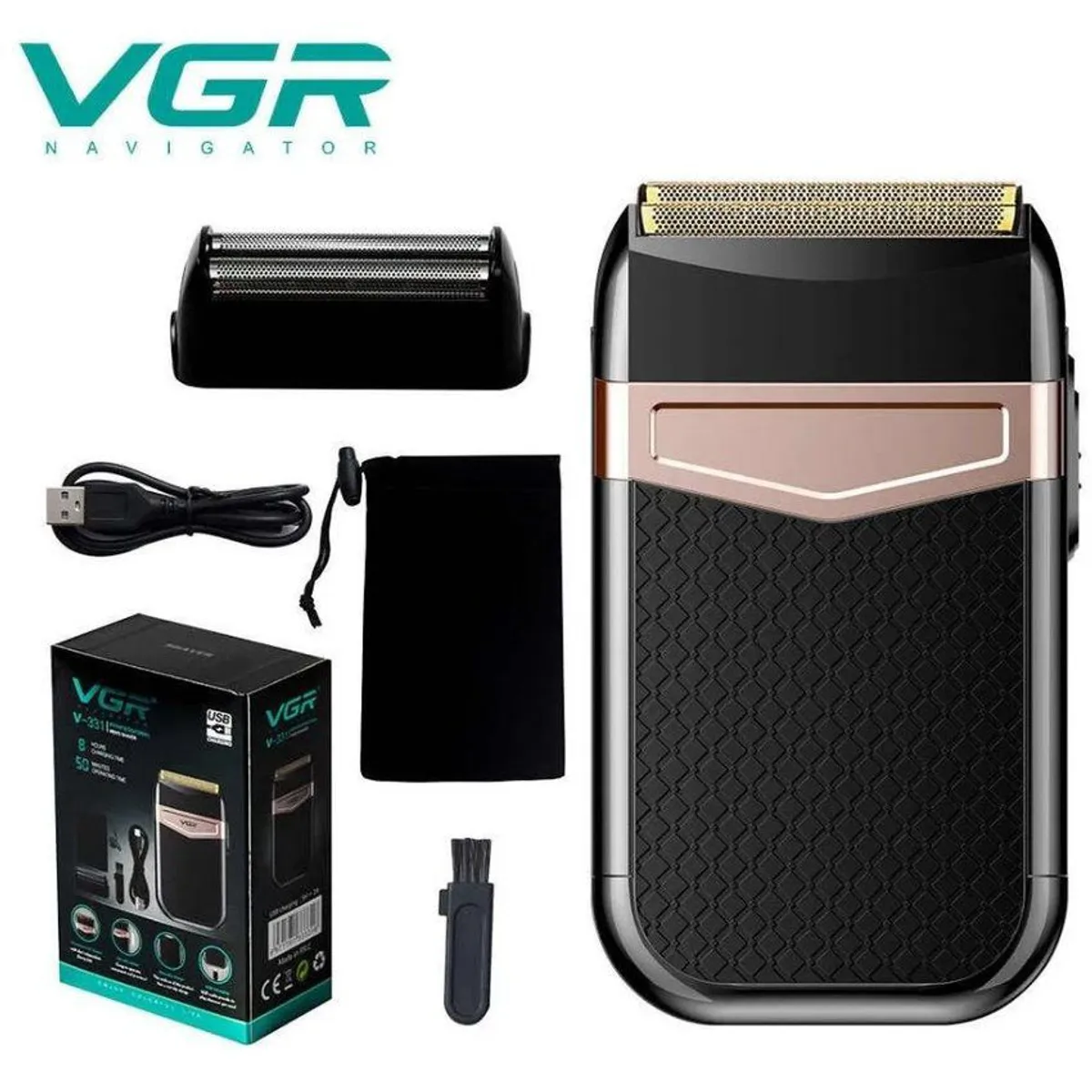 VGR - Afeitadora Maquina Afeitar Inalámbrica Barbera Rasuradora VGR V-331