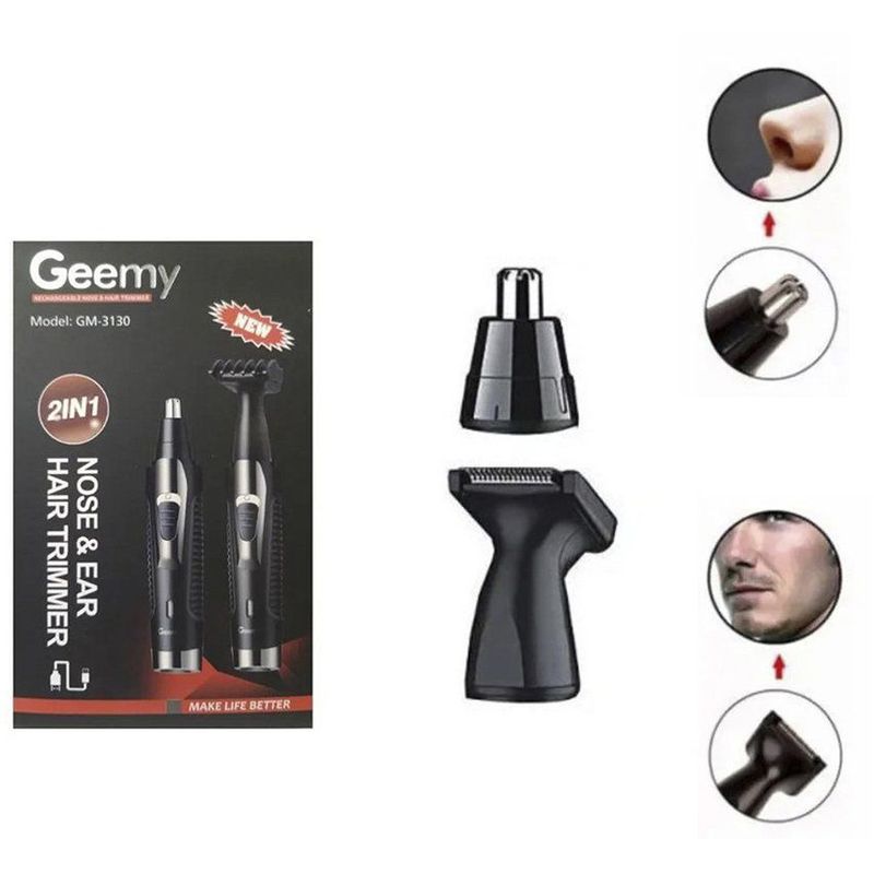 GENERICO - Maquina Afeitadora- Patillera, Nariz-Oidos, Recargable 2En1  Gm-3130