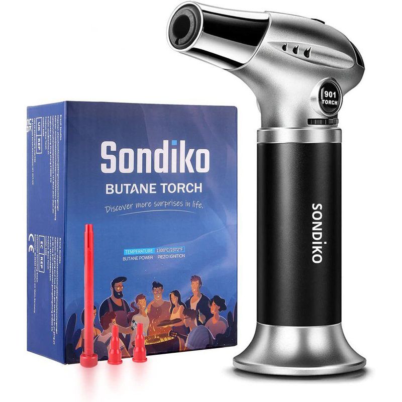 GENERICO - Soplete flameador antorcha cocina recargable repostería múltiples usos