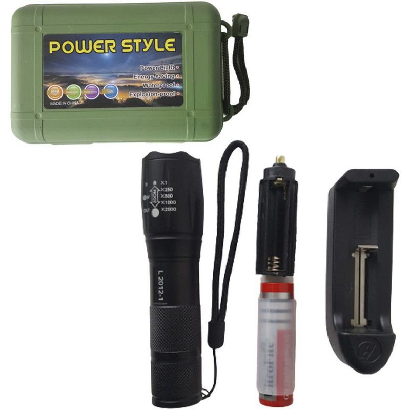 GENERICO - Linterna Recargable Luz LED 5 modos Zoom Power Style L2012-1