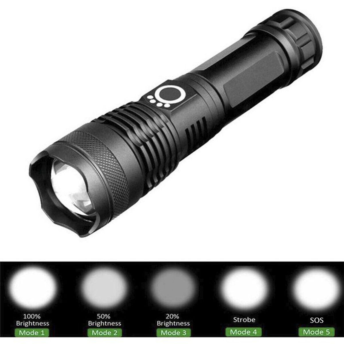 GENERICO - Linterna Recargable Luz LED 5 modos Zoom X71-P50