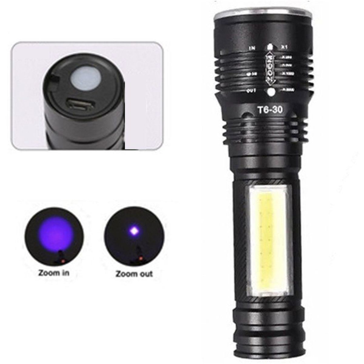 GENERICO - Linterna Luz Profesional Iluminación Led Zoom Power Style T6-30