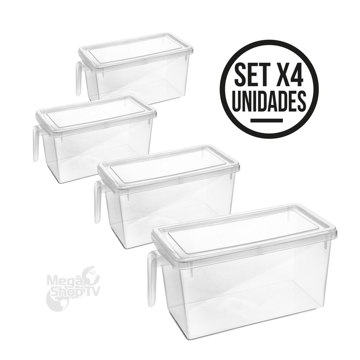 CHEF MASTER - Set X4 Organizador Multiusos de cocina nevera hogar oficina con tapa