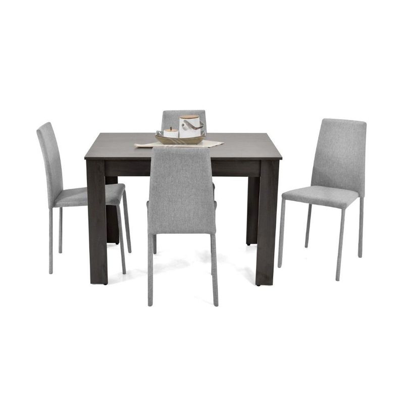 VENECIA - Comedor Vorú Wengue 4p Sillas Lyon Tela Plata