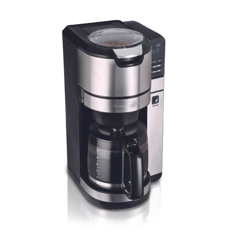 HAMILTON BEACH - Cafetera de Moler y Preparar Café Programable 12 T Hamilton Beach 45505 - Negro