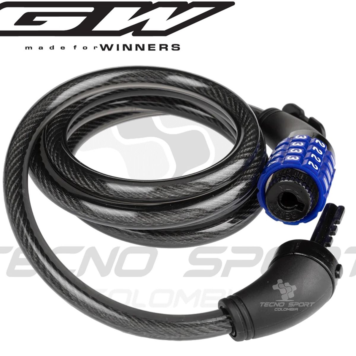 GW - Candado Guaya Bicicleta Seguridad Clave 4 Dígitos + Soporte
