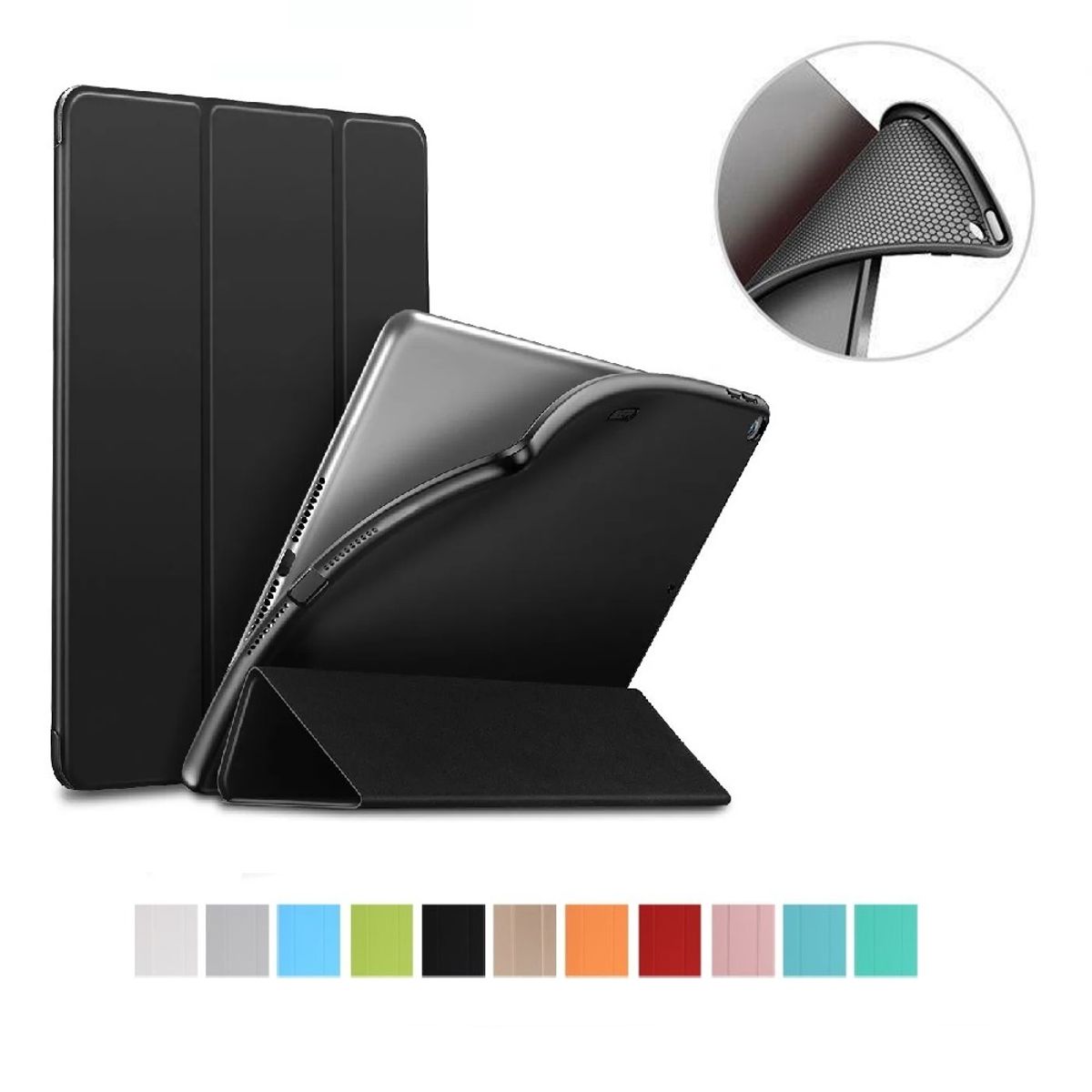 GENERICO - Estuche Protector Tipo Smart Cover Magnético Para Ipad 9.7 5a y 6a Generación - Negro