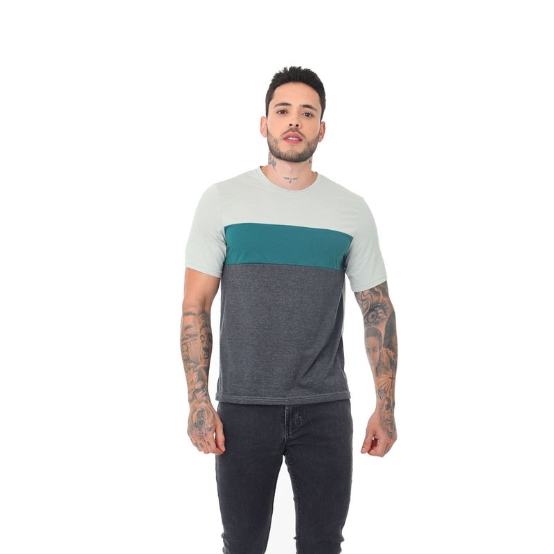 BELIFE - Camiseta Verde En Bloques Para Hombre Belife.-.-