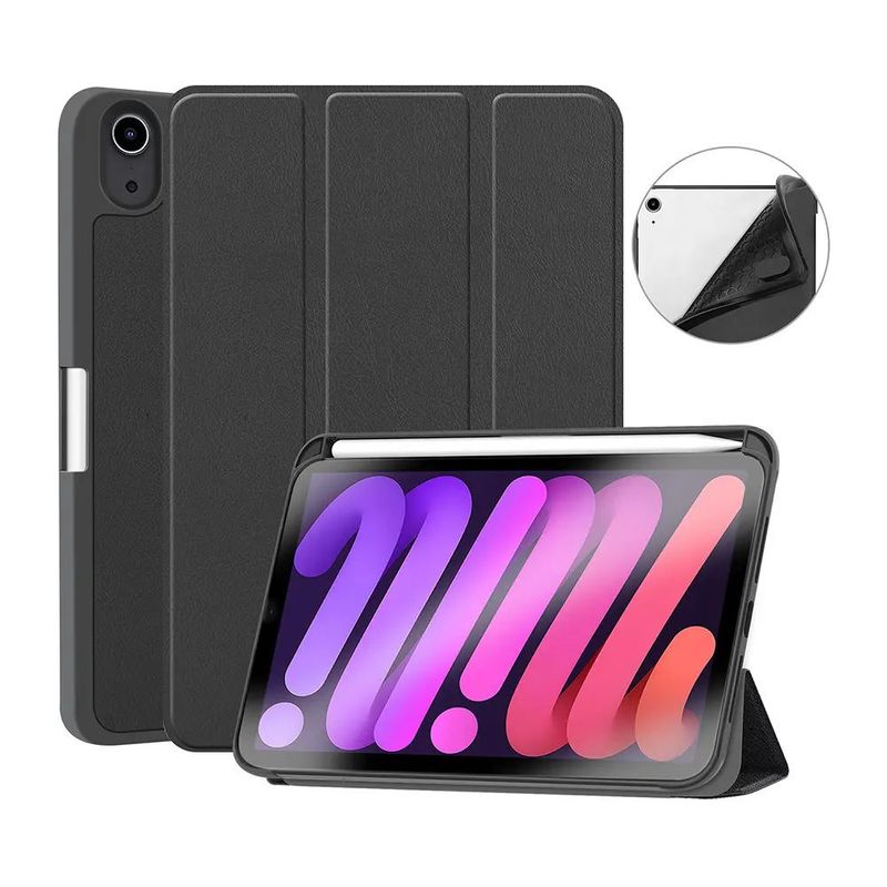 GENERICO - Estuche Protector Smart Case Magnetico Para iPad Mini 6 2021 - Negro