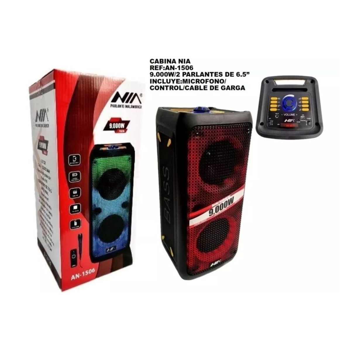 NIA - Parlante Cabina Portatil NIA Recargable Control De Sonido