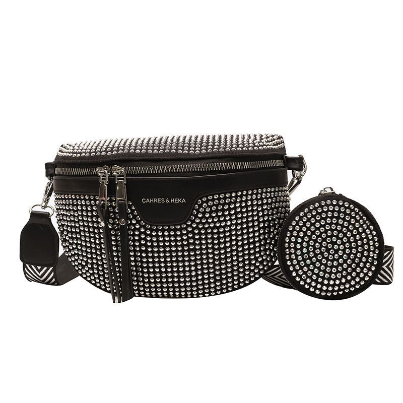 AIRU - Riñonera Luxe Con Incrustaciones De Cristal Tipo Diamante_.