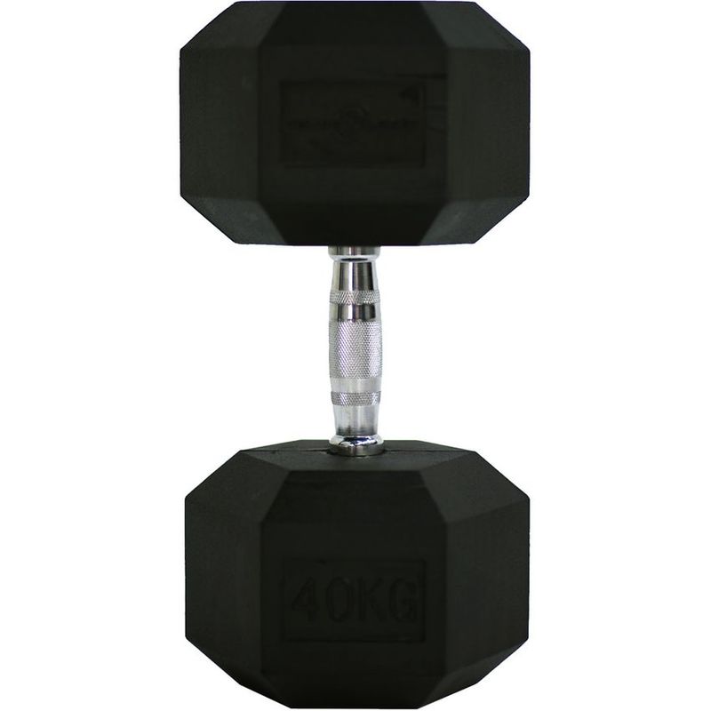 SPORTFITNESS - Mancuerna hexagonal encauchetada 30kg pesas ejercicio gym