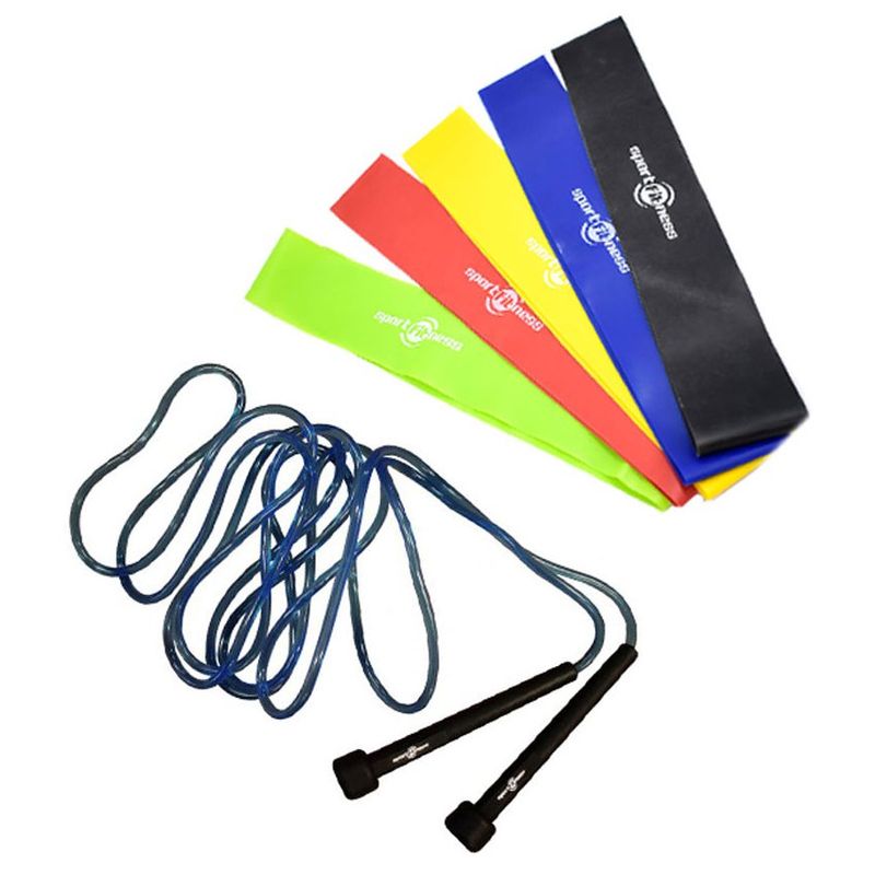 SPORT FITNESS - Kit de bandas elásticas entreno + lazo de salto