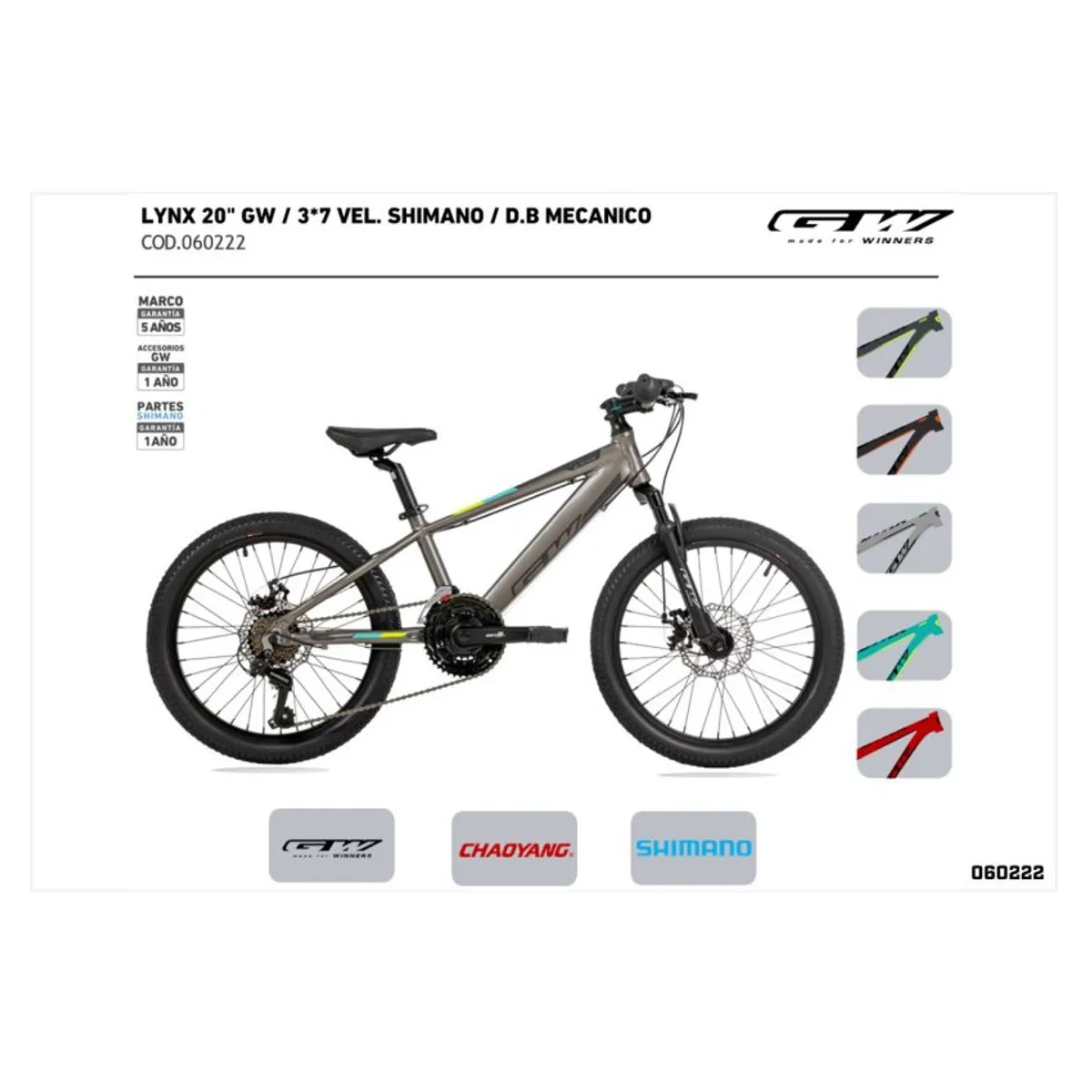 GW - Bicicleta gw lynx shimano 7 vel rin 20