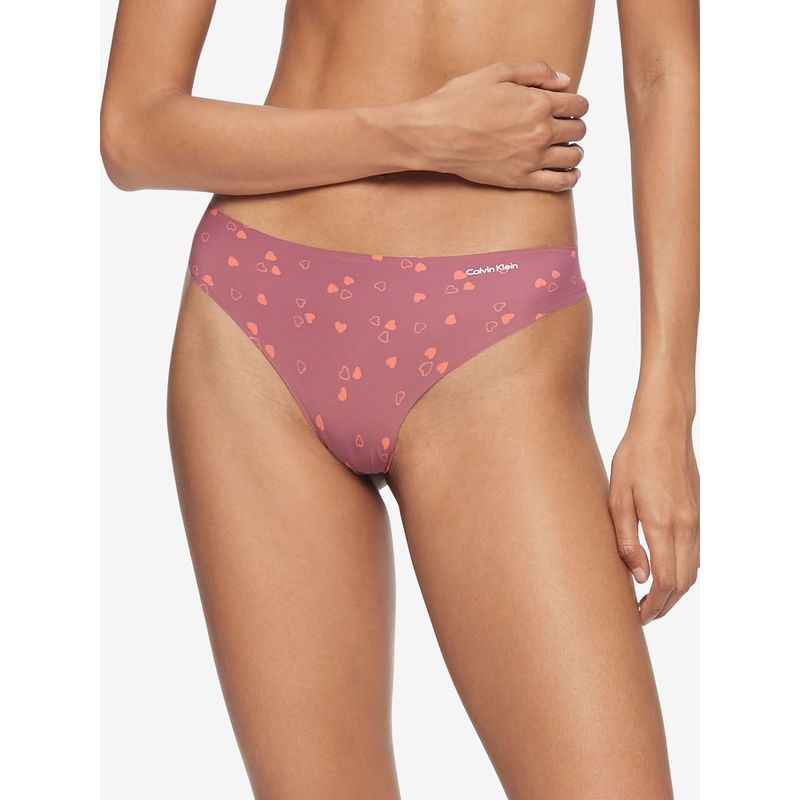 CALVIN KLEIN - Pantie Rosada Estampada En Microfibra Tipo Tanga Calvin Klein