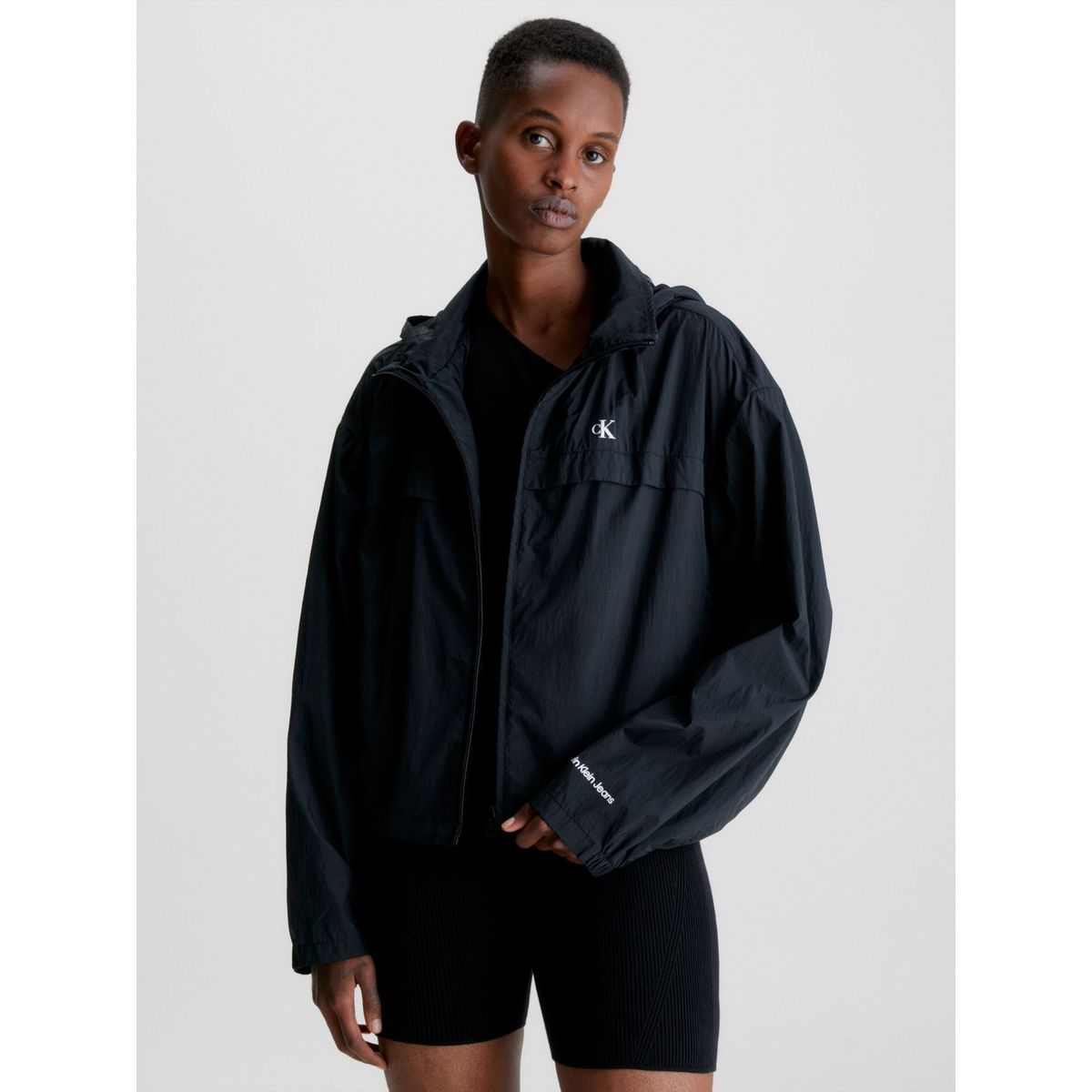 CALVIN KLEIN - Cortavientos Con Capucha Mujer Negro Calvin Klein