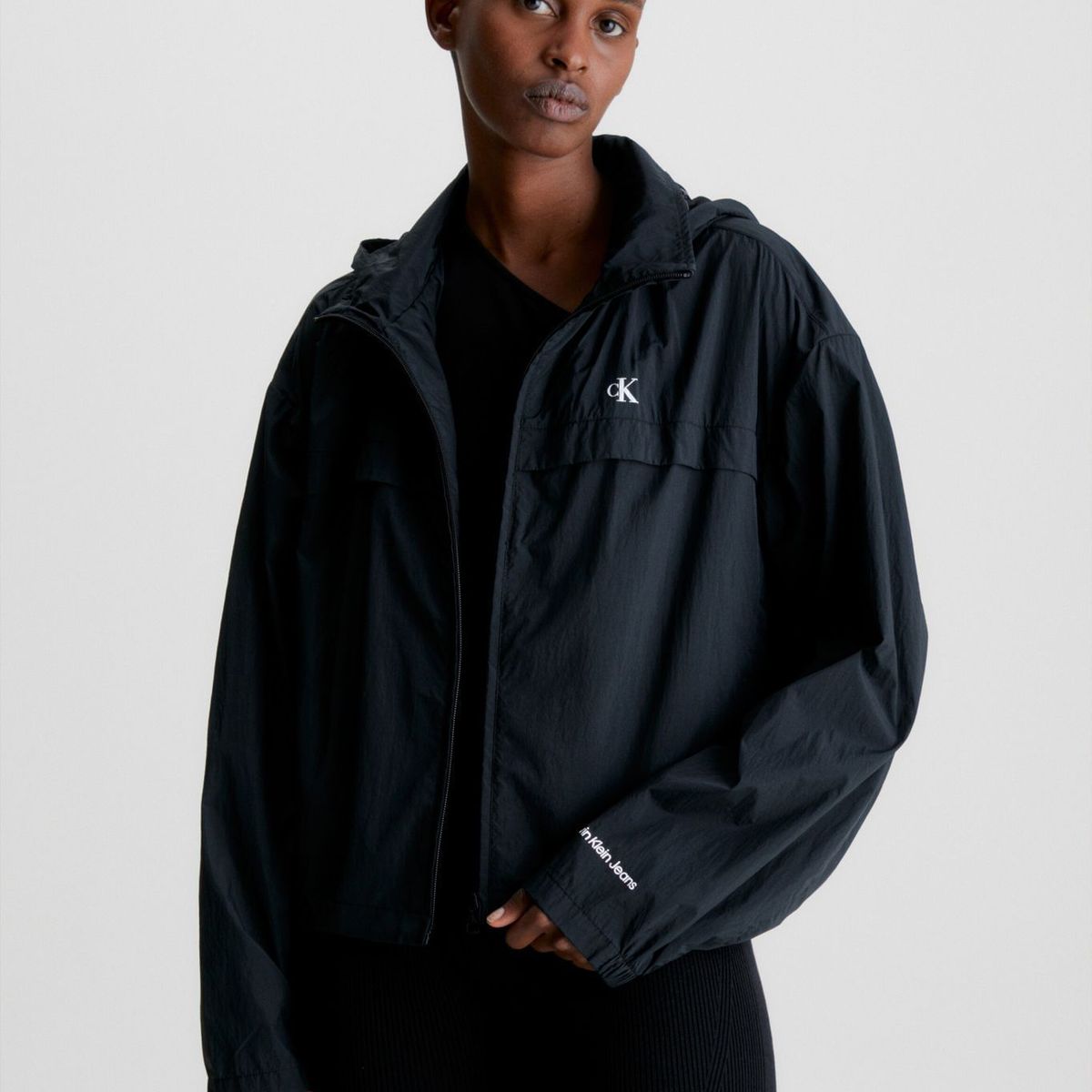CALVIN KLEIN - Cortavientos Con Capucha Mujer Negro Calvin Klein