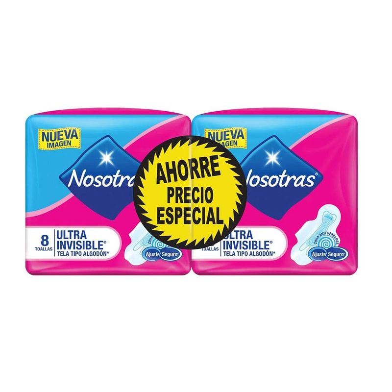NOSOTRAS - Toallas Higiénicas Nosotras Ultra Invisibles 2 X 8 Unidades