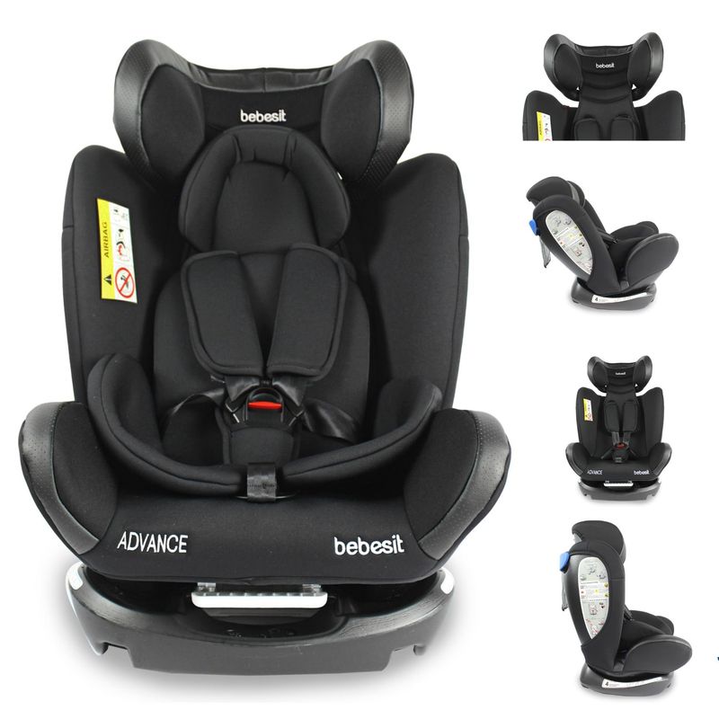 BEBESIT - Sillas para carro Bebé Advanced Negra Bebesit Grupo 0-1-2-3